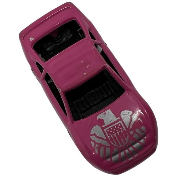 Pink Diecast Toy Car with Silver Eagle Decal & Open Windows 1:64 - Picture 6 of 7